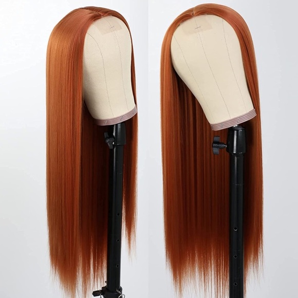 Dark Orange Long Straight Non Lace Wig